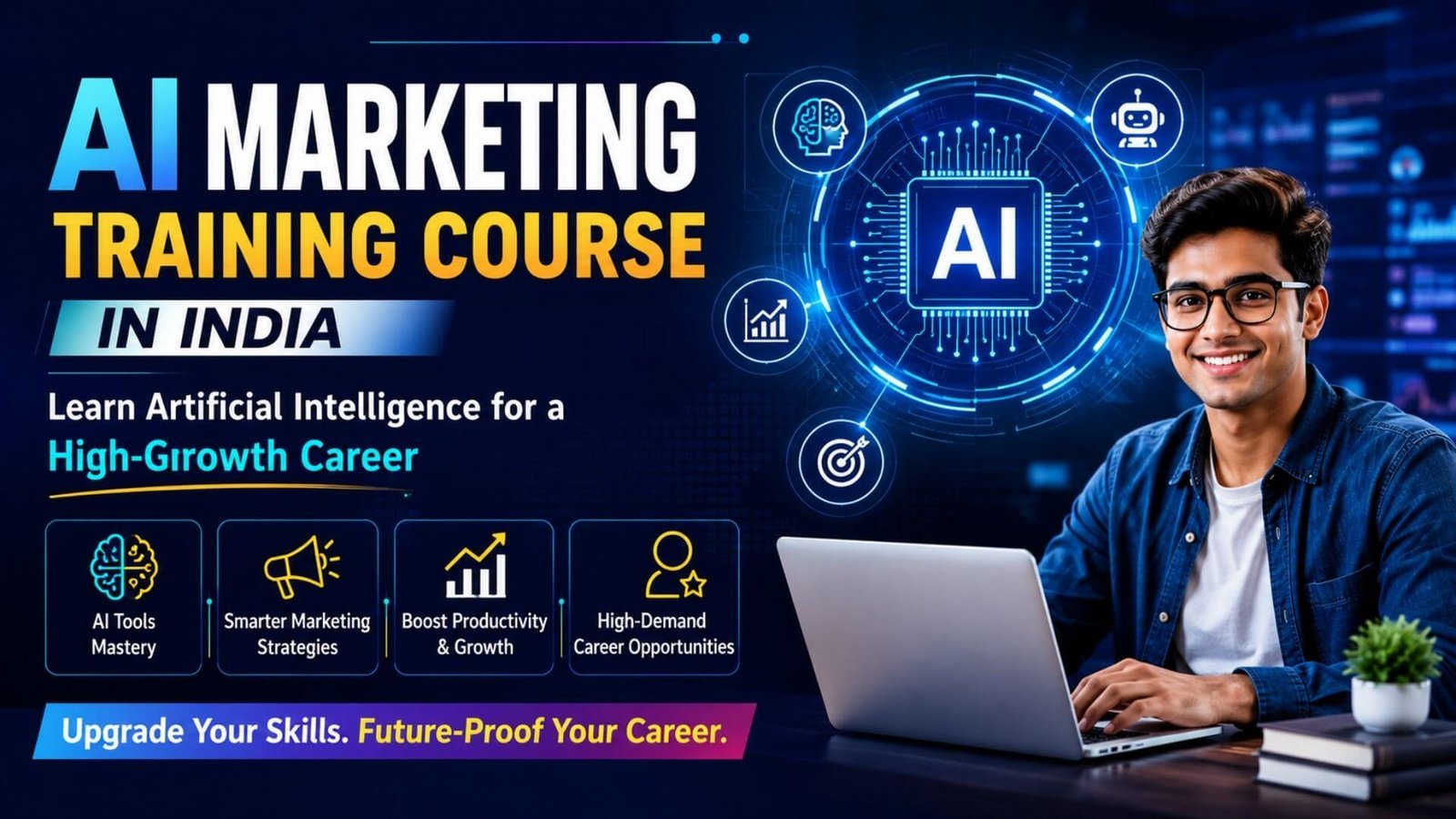 AI Marketing Training Course in India – Learn Artificial Intelligence for a High-Growth Career AI Marketing Training Course in India focused on practical AI tools, marketing automation, SEO, content and performance marketing.