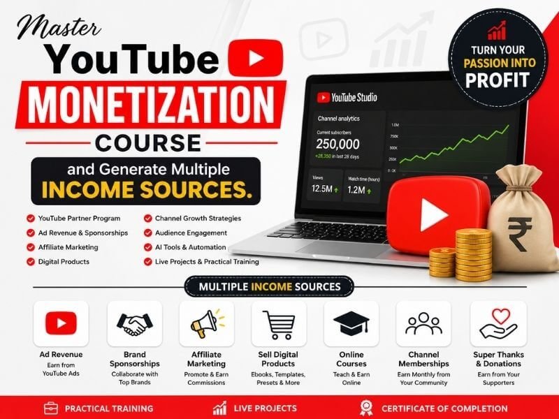 Master YouTube Monetization Course and Generate Multiple Income Sources